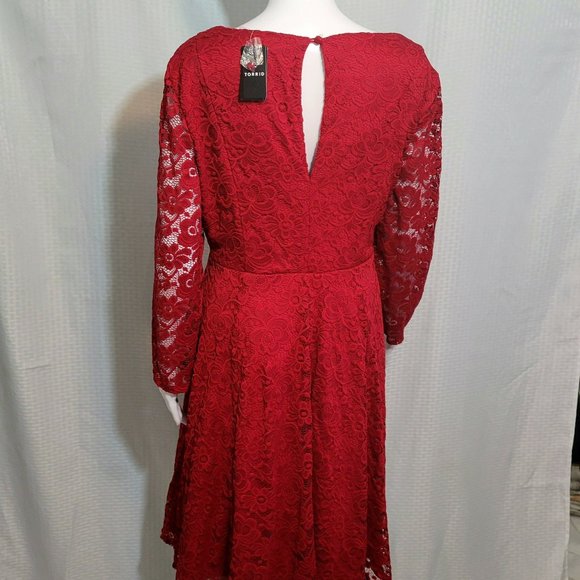 NWT Torrid Red Lace Skater Dress....Size: 14/16, Color: Red - Picture 3 of 10